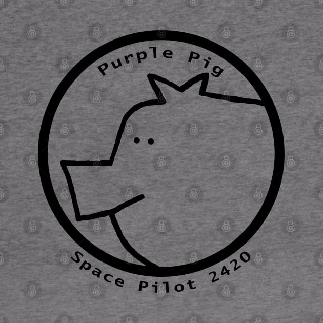 Portrait of Space Pilot Purple Pig Outline by ellenhenryart